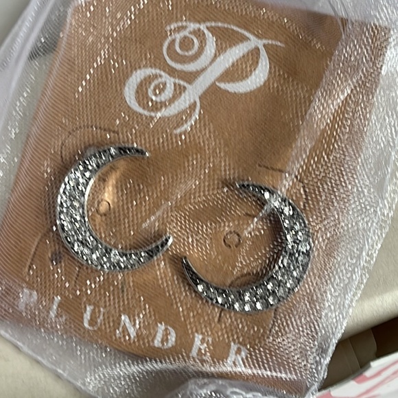 Brand new, never worn – Plunder Silver Moon post earrings with crystals - Picture 3 of 6